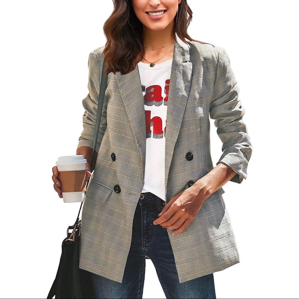 Oversized Boyfriend Plaid Blazer
